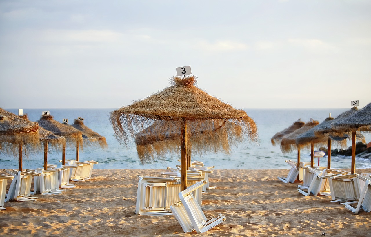 parasol beach sea free photo