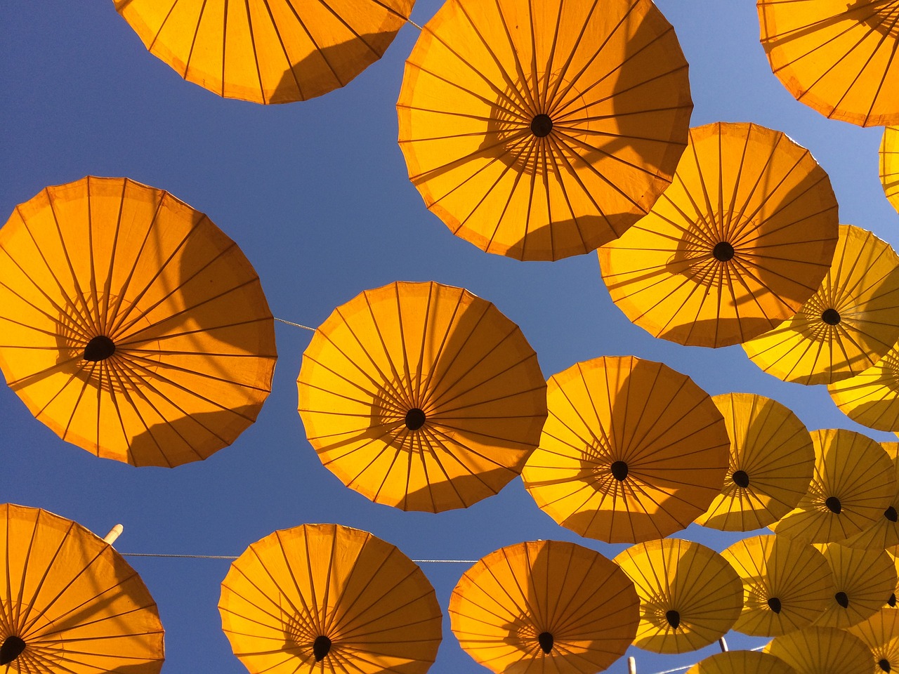 parasol blue sky heaven free photo