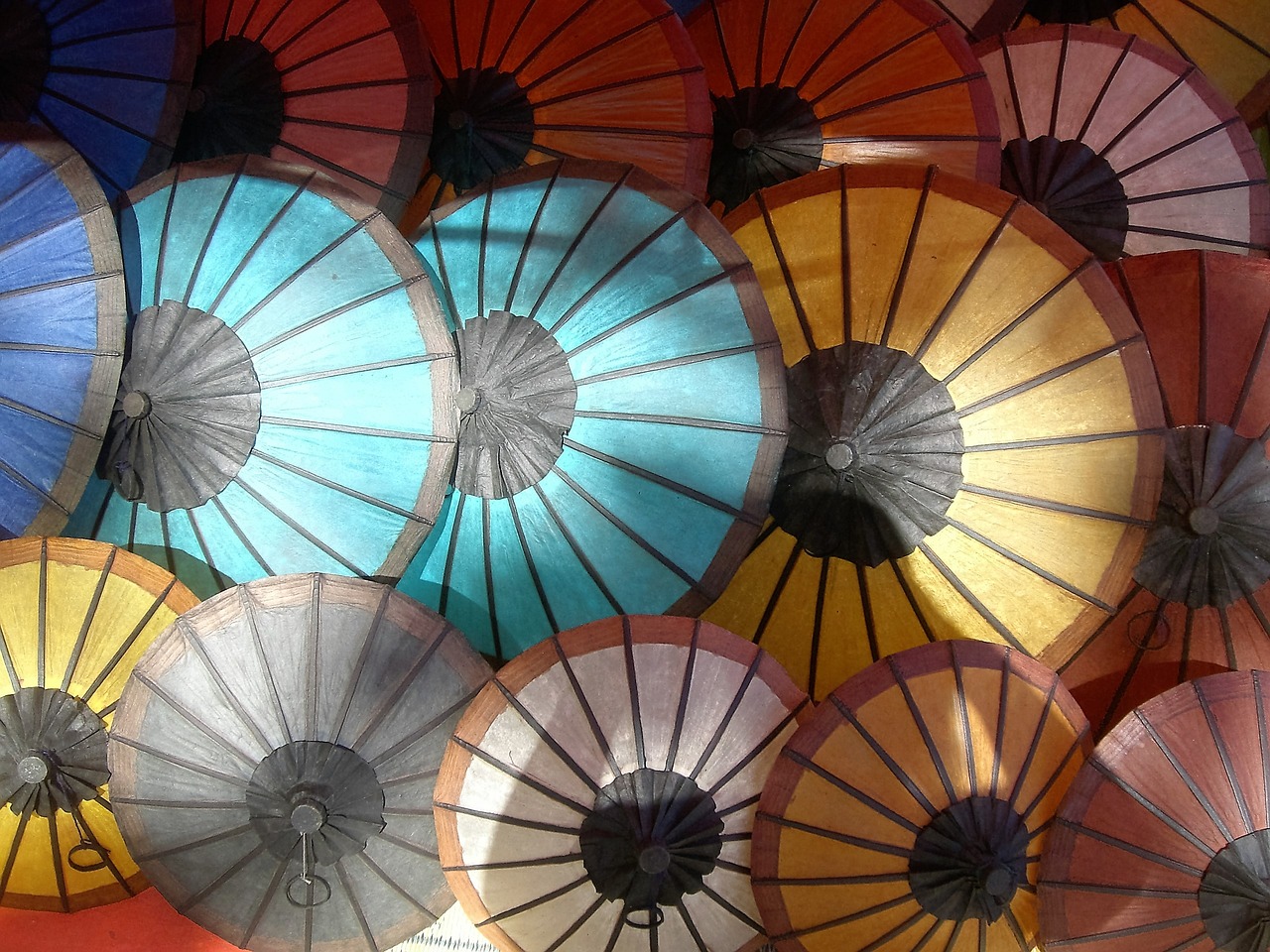 parasols market coloured free photo