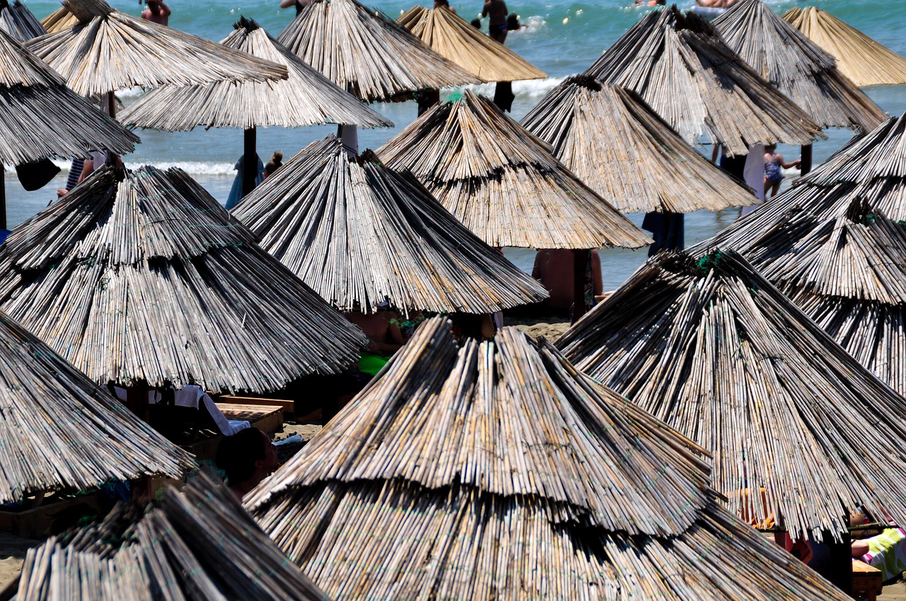 parasols straw umbrellas shade tree free photo