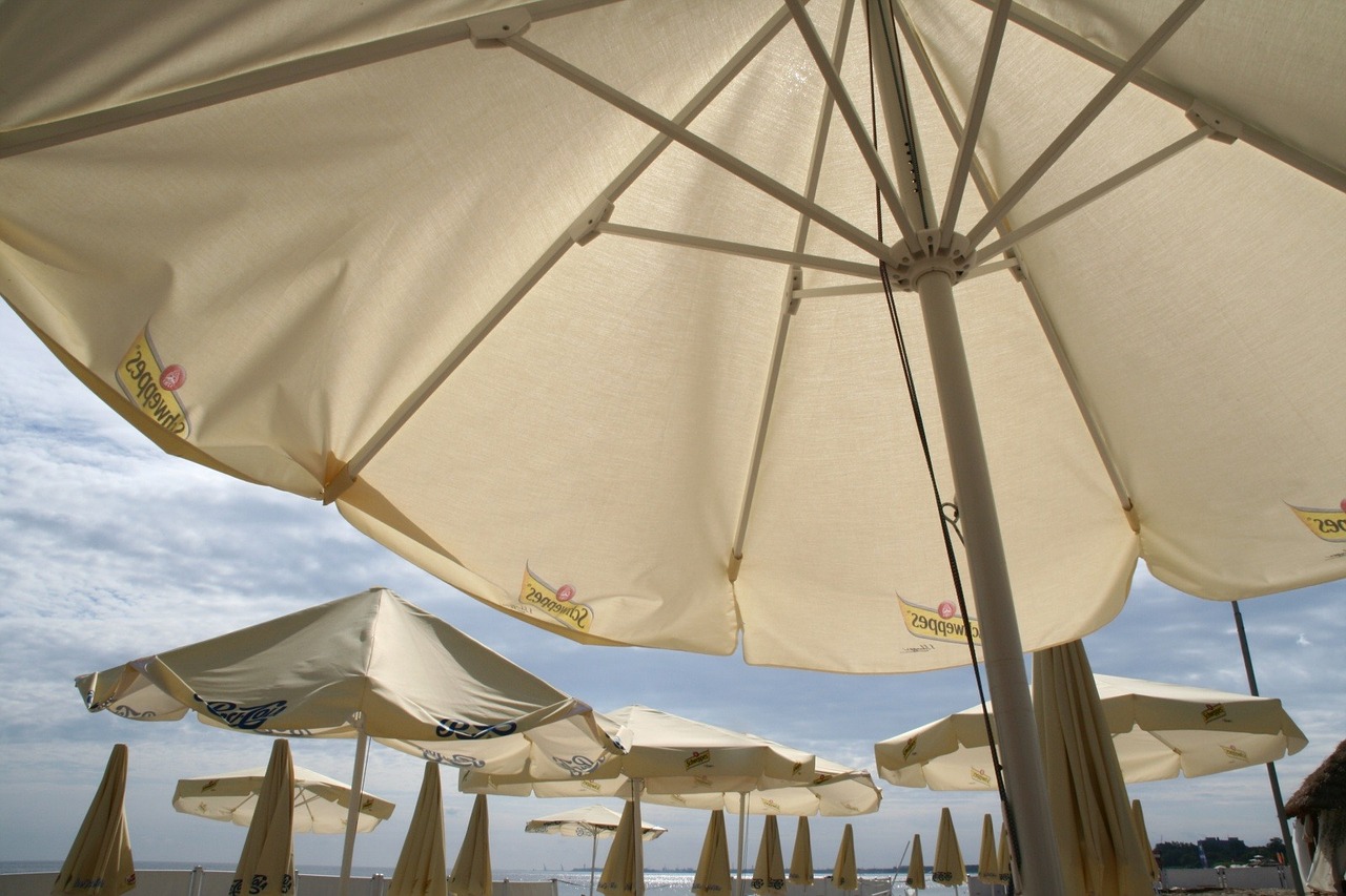 parasols beach baltic sea free photo