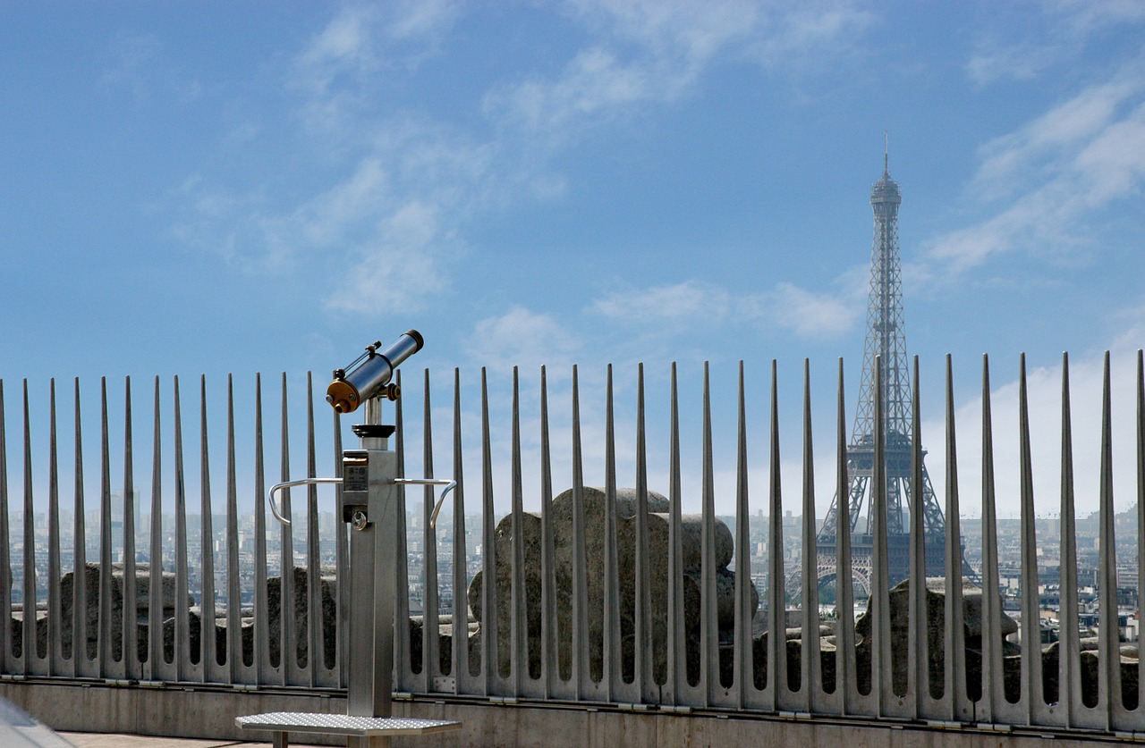 paris fence eiffel tower free photo