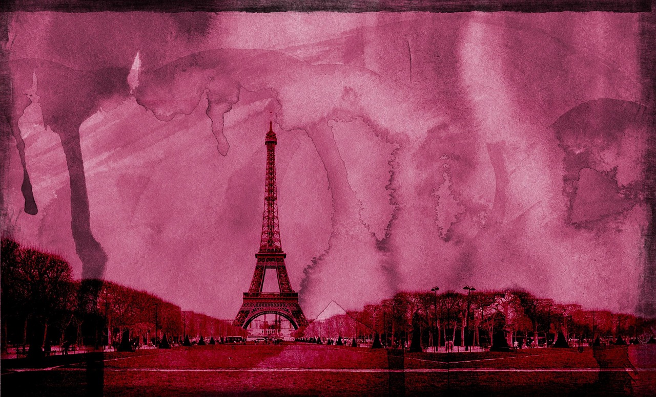 paris pink eiffel tower free photo