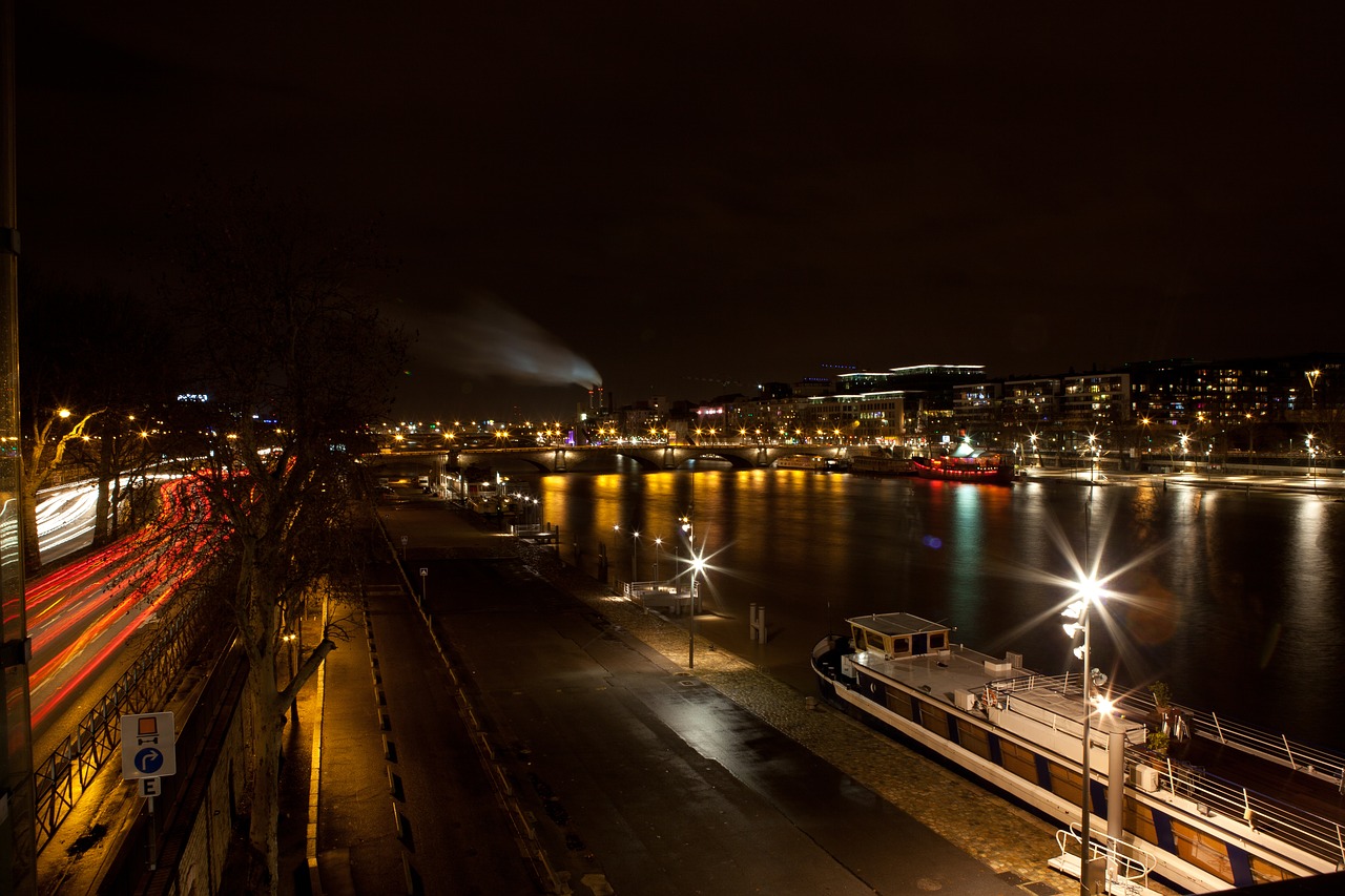 paris seine city night free photo