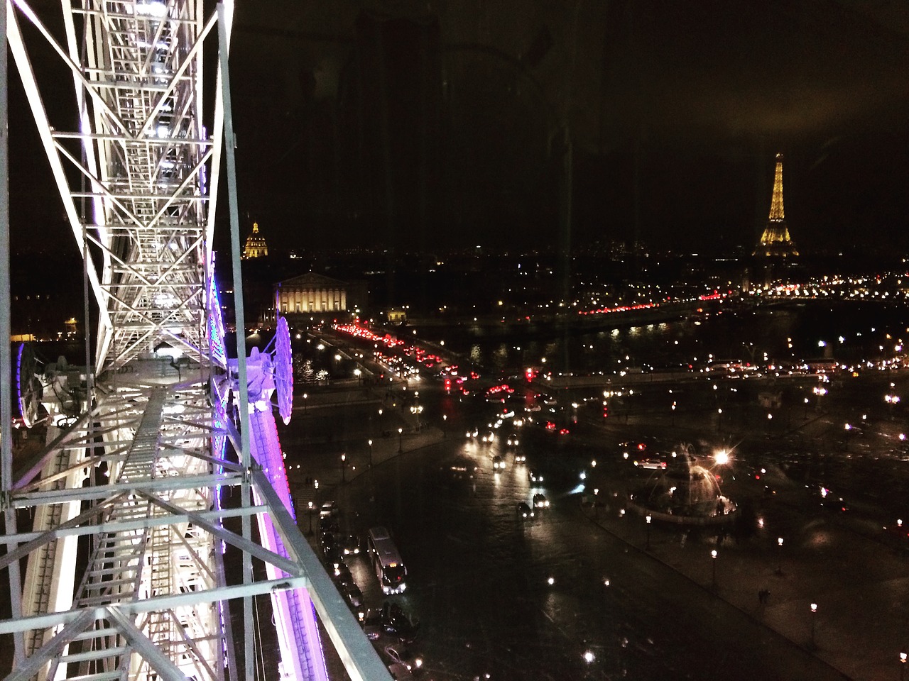 paris the ferris wheel the night free photo