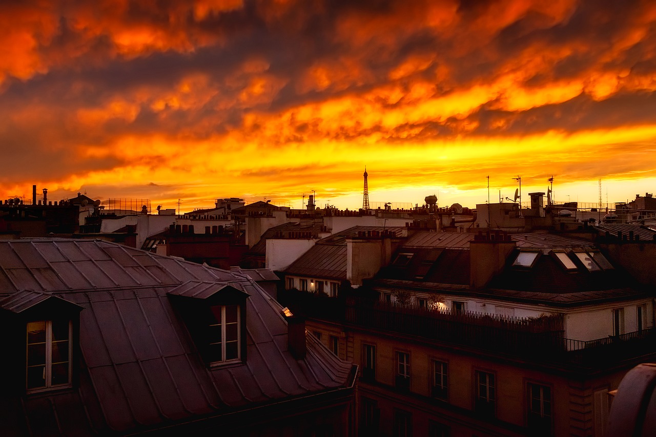 paris france sunset free photo