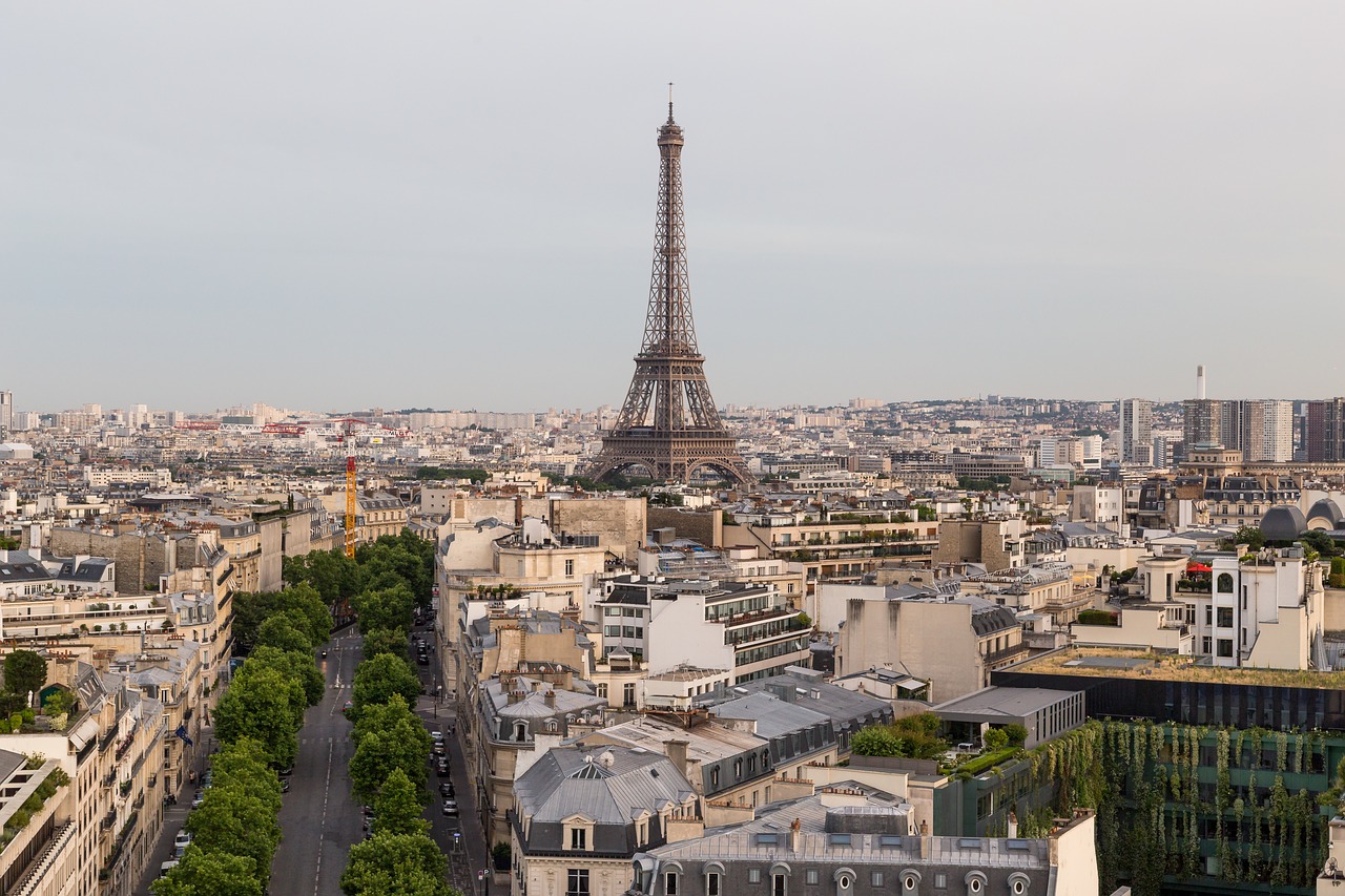 paris eiffel tower the view from the arc de triomphe free photo