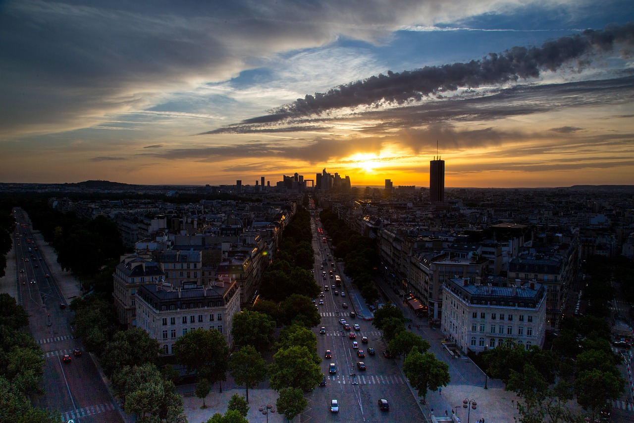 paris evening sunset free photo