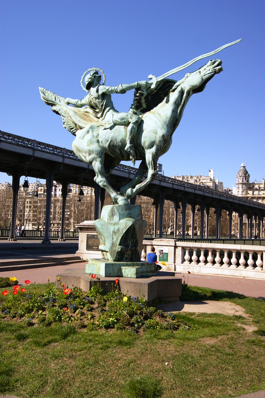 paris equestrian statue bridge free photo