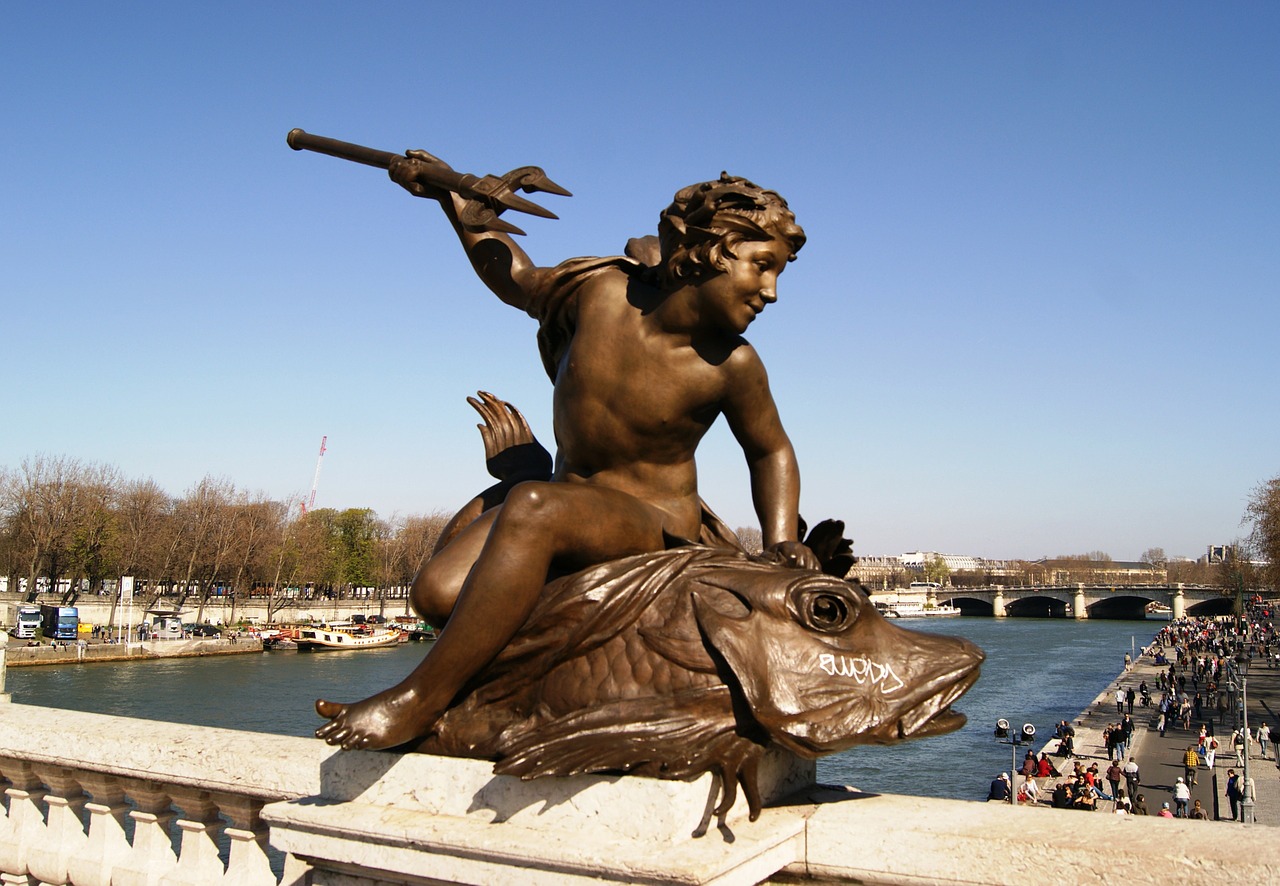 paris alexandre iii bridge statue free photo