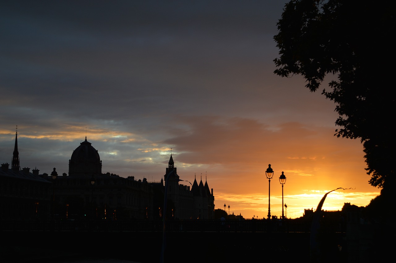 paris  backlight  sunset free photo