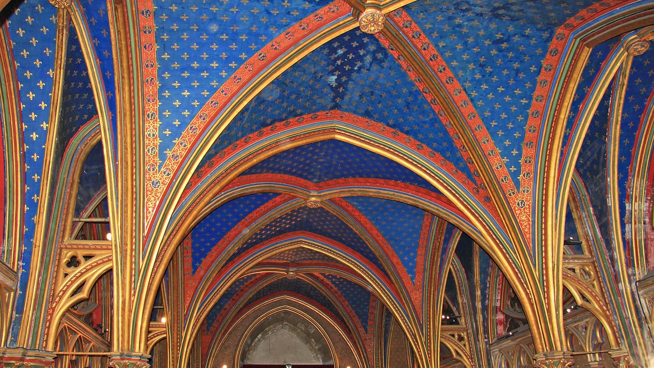 paris saint chapelle ceiling free photo