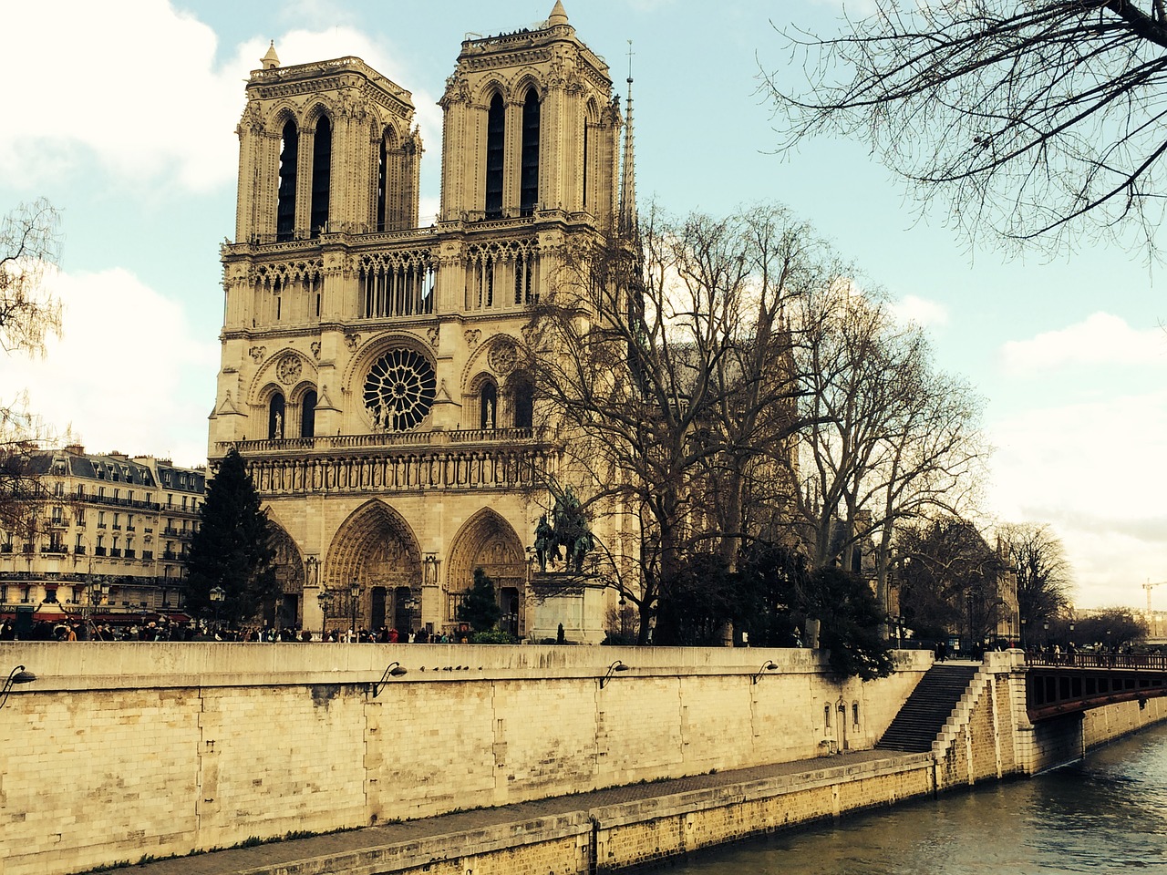 paris landmarks notre dame seine river free photo