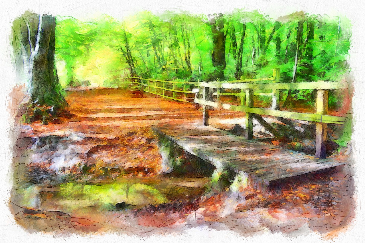 park bridge woodland free photo