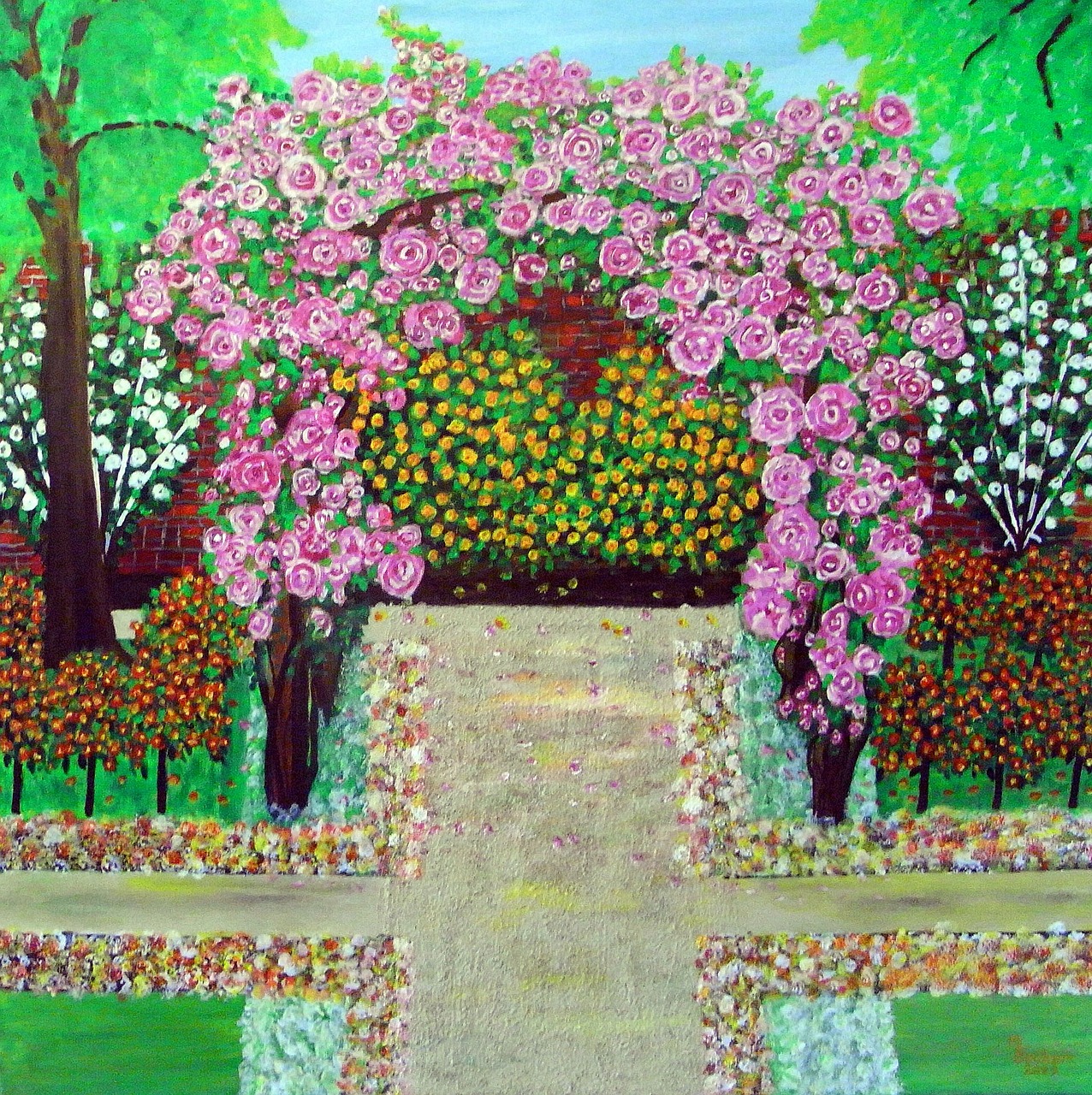park archway painting free photo