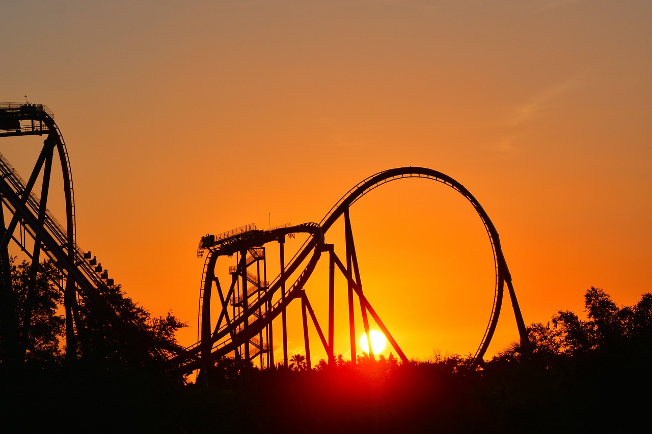 park sunset roller coaster free photo