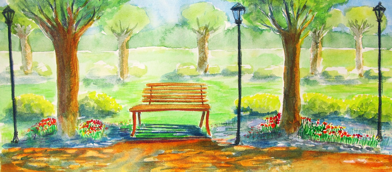 park summer watercolor free photo