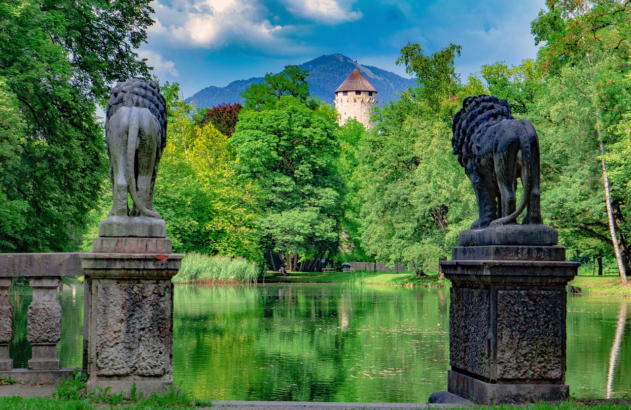 park  statue  lake free photo