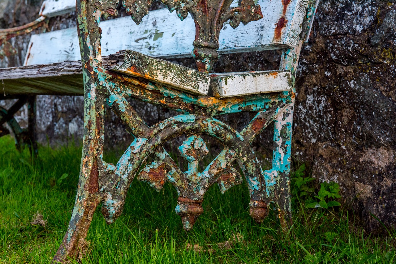 park bench old grass free photo