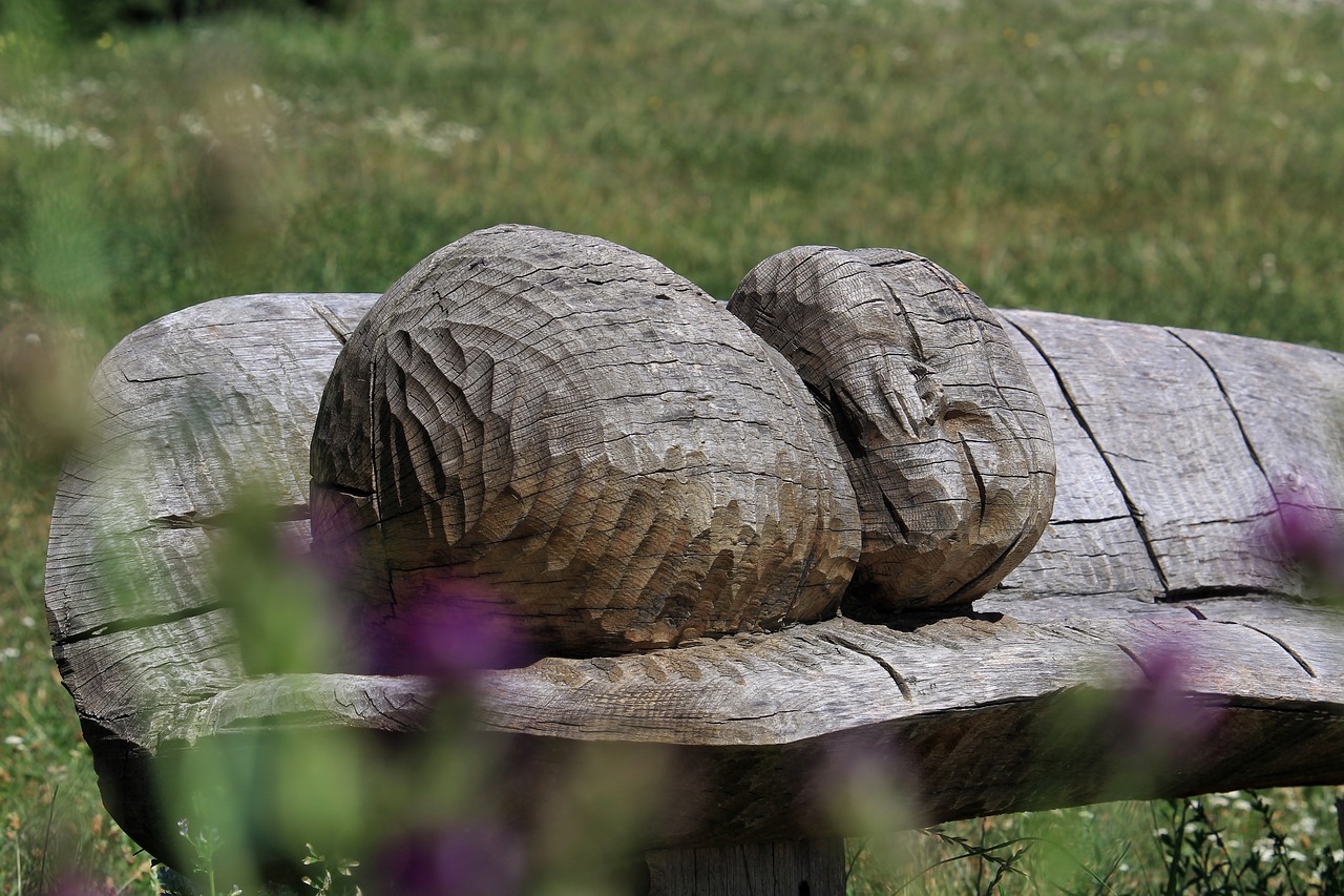 park bench street art sculpture free photo