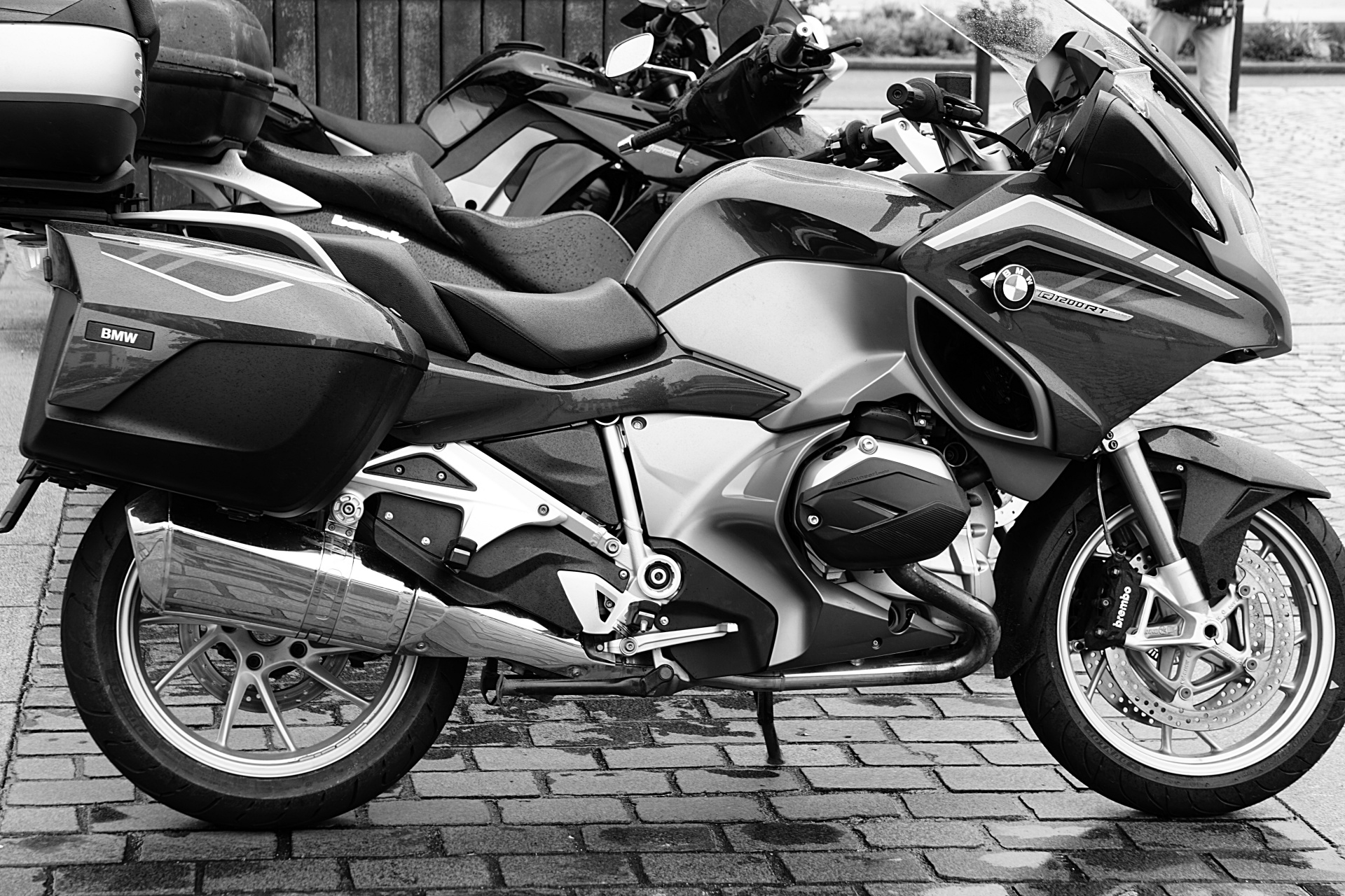 motorcycles black white parking free photo