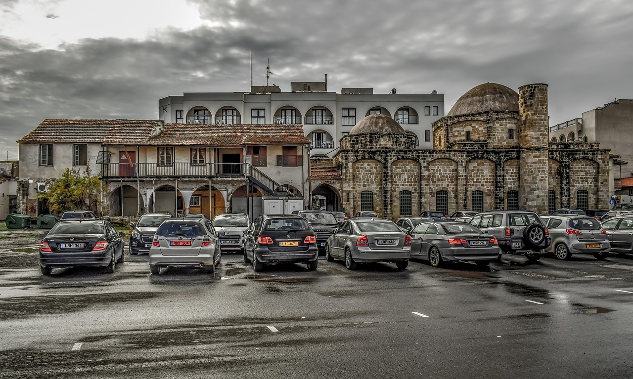parking lot  old buildings  architecture free photo