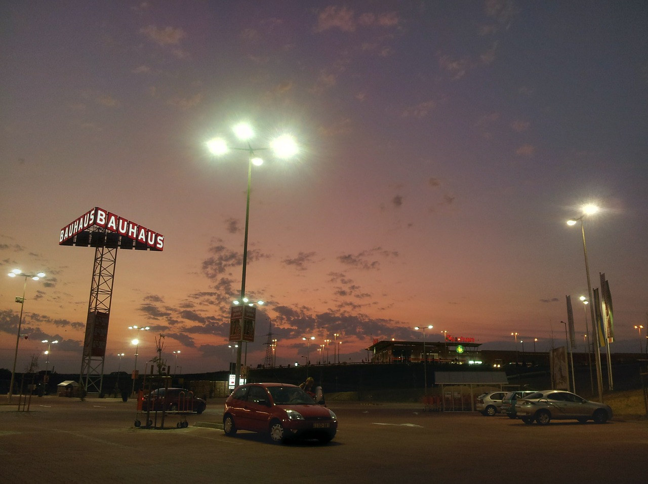 parking lot sunset mall free photo