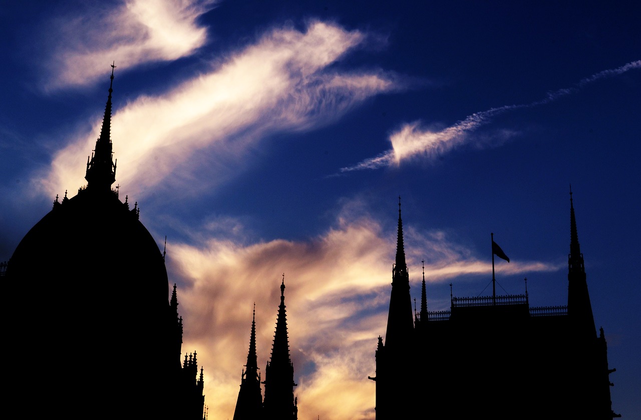 parliament towers silhouette free photo