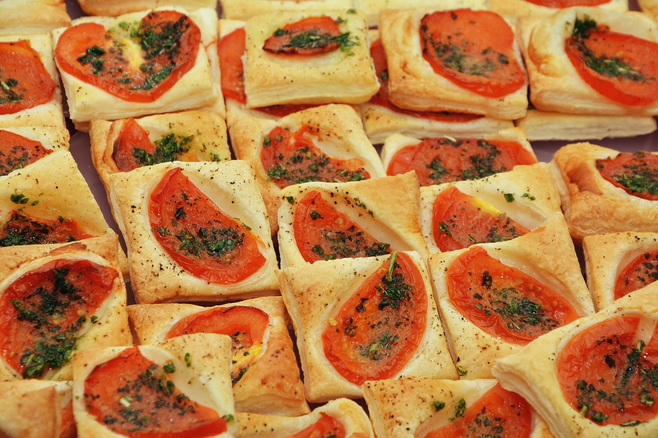 party snack puff pastry tomato free photo