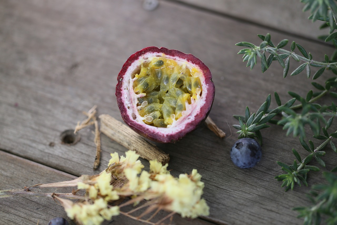 passion fruit food wooden free photo