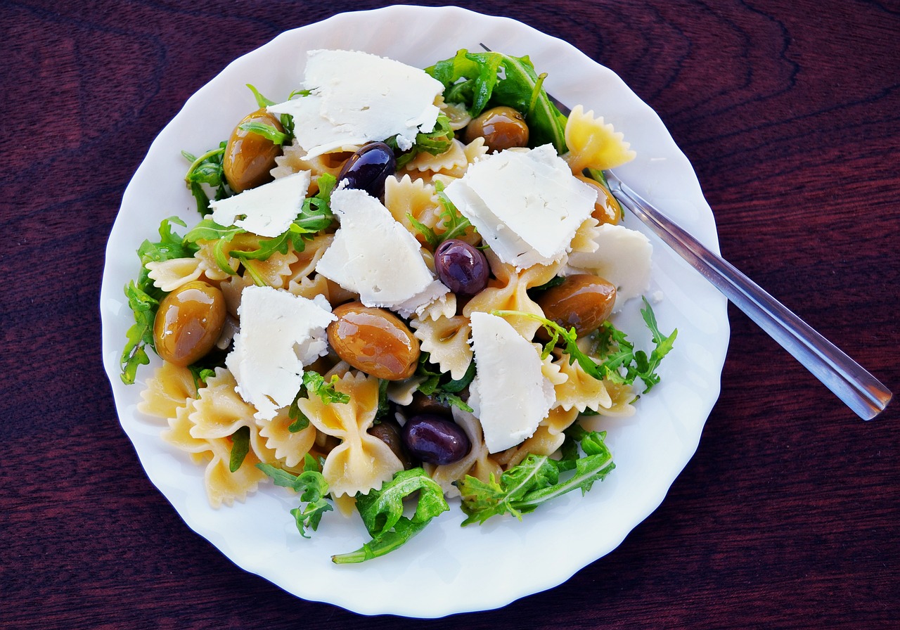 pasta salad olives feta cheese free photo