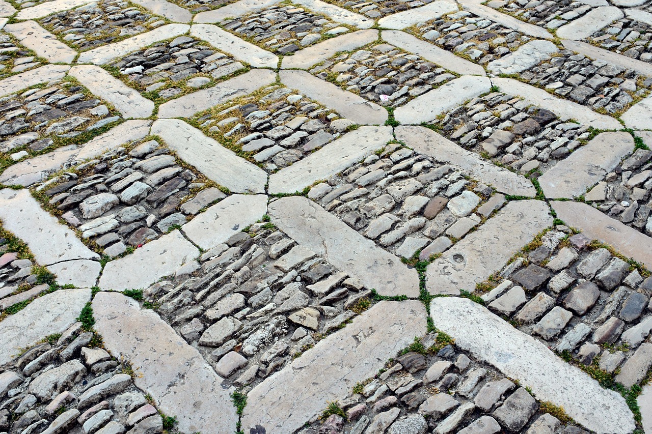 patch  cobblestones  road free photo