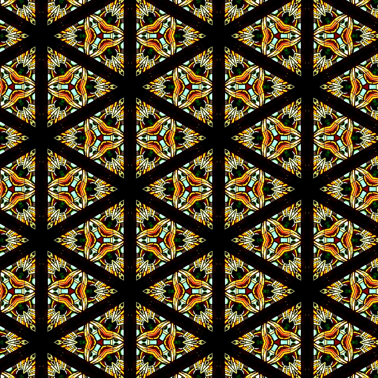 pattern stained glass triangles free photo