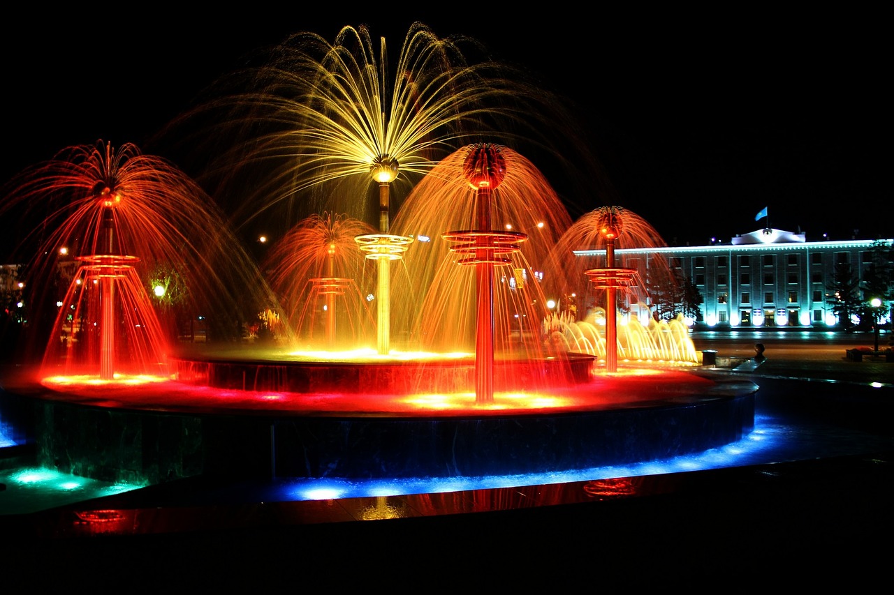 pavlodar fountain evening free photo