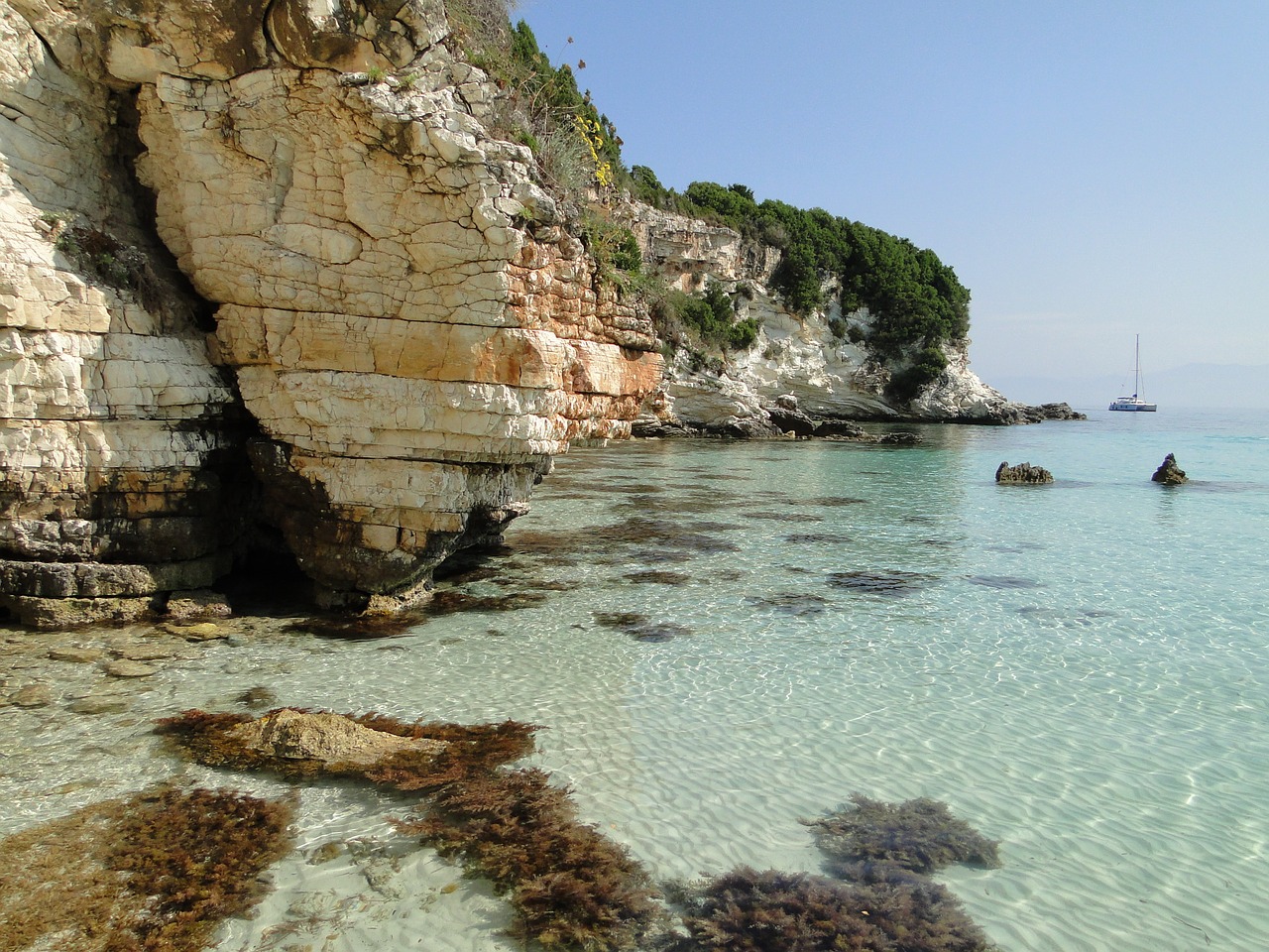 paxos beach rocks free photo