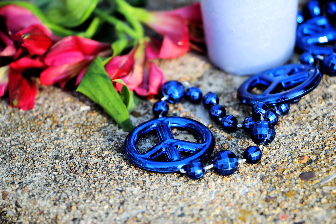 peace blue necklace free photo