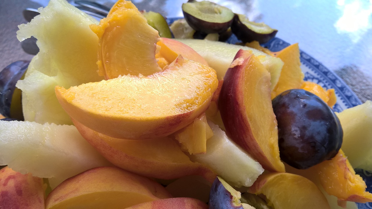 peach fruit fruit salad free photo