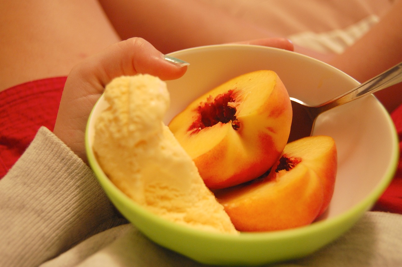 peach fruit ice cream free photo