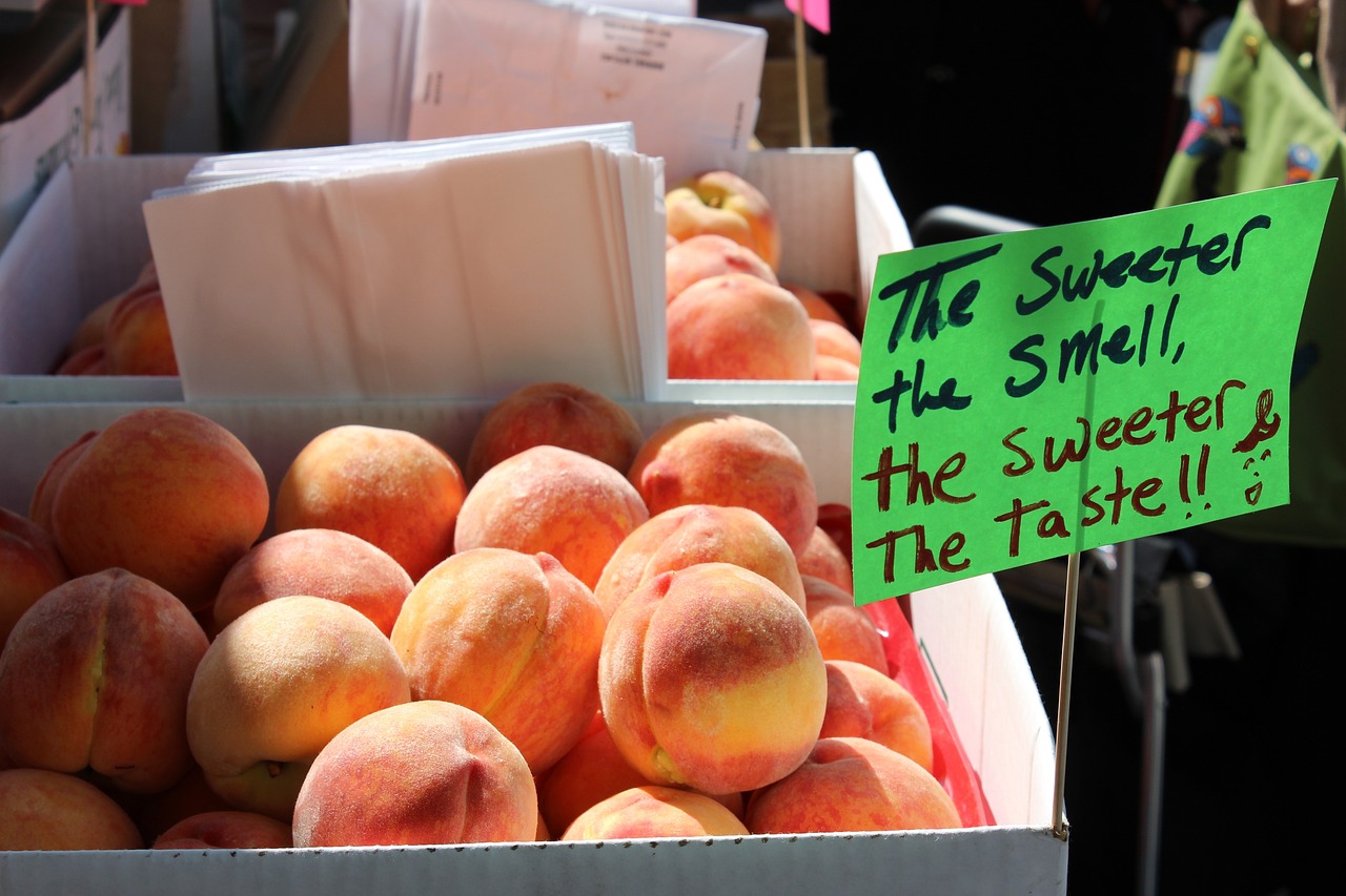 peaches fruit farmers market free photo