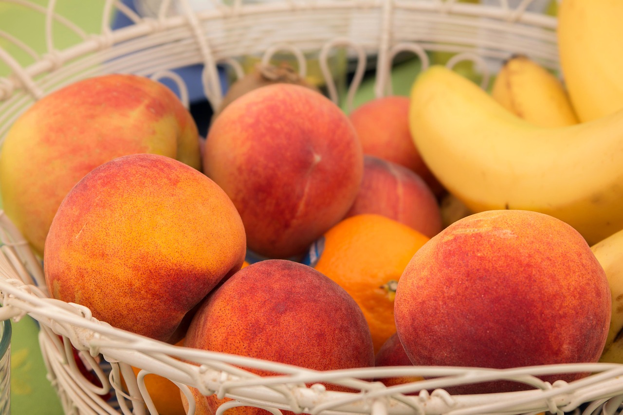 peaches fruit fruit basket free photo