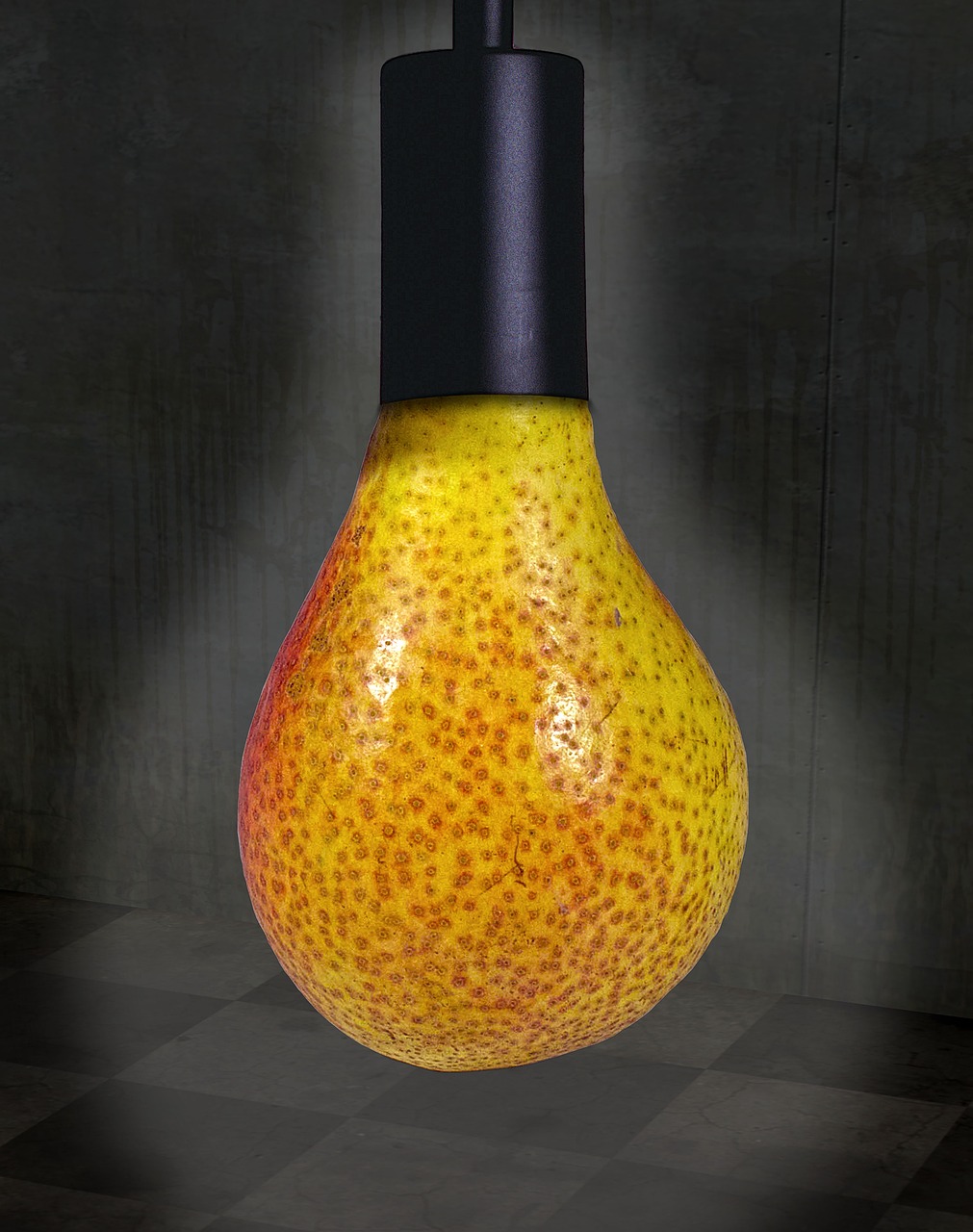 pear lamp holder surreal free photo
