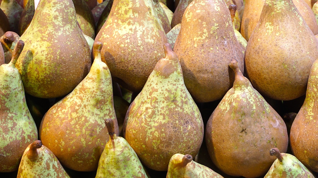 pears pera conference fruit stand free photo