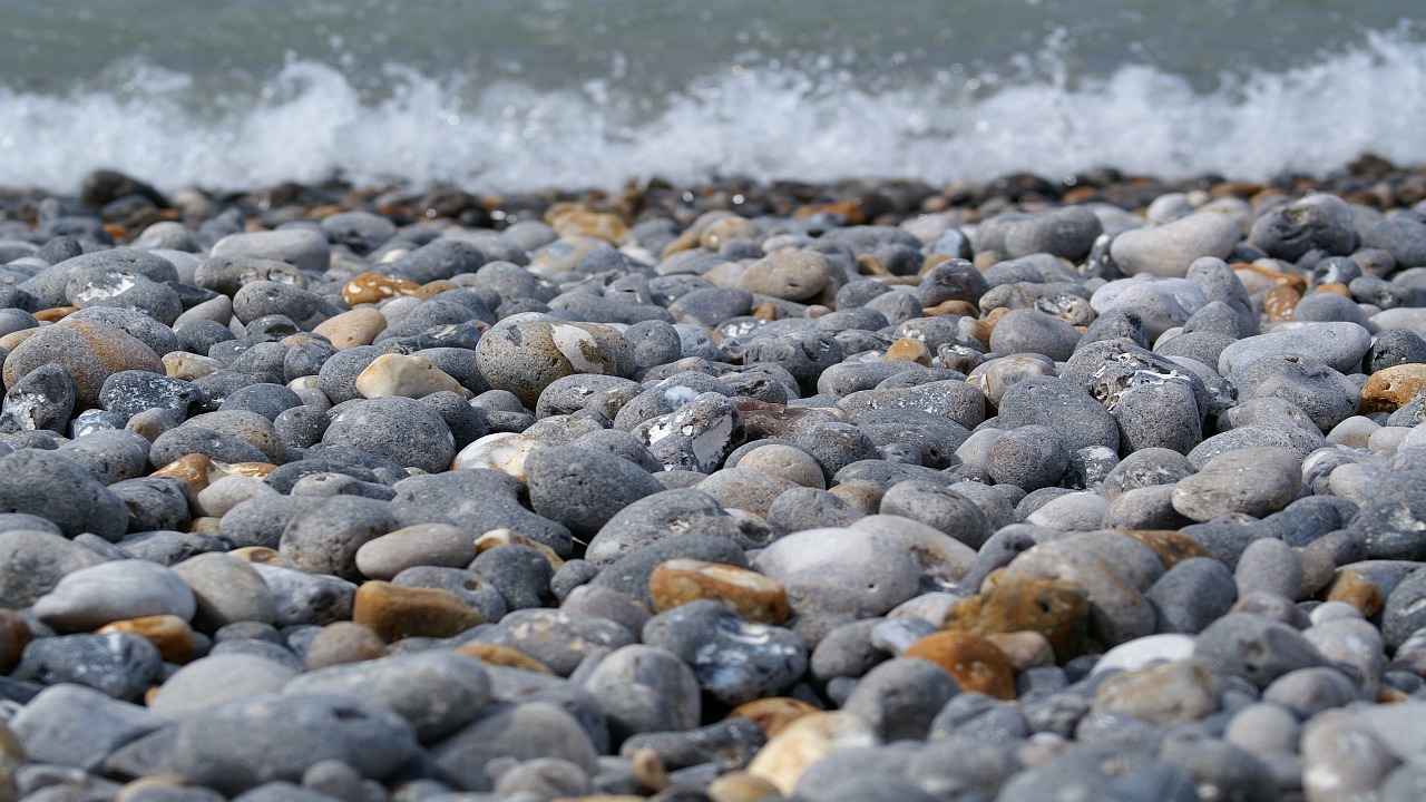 pebble beach waves stones free photo