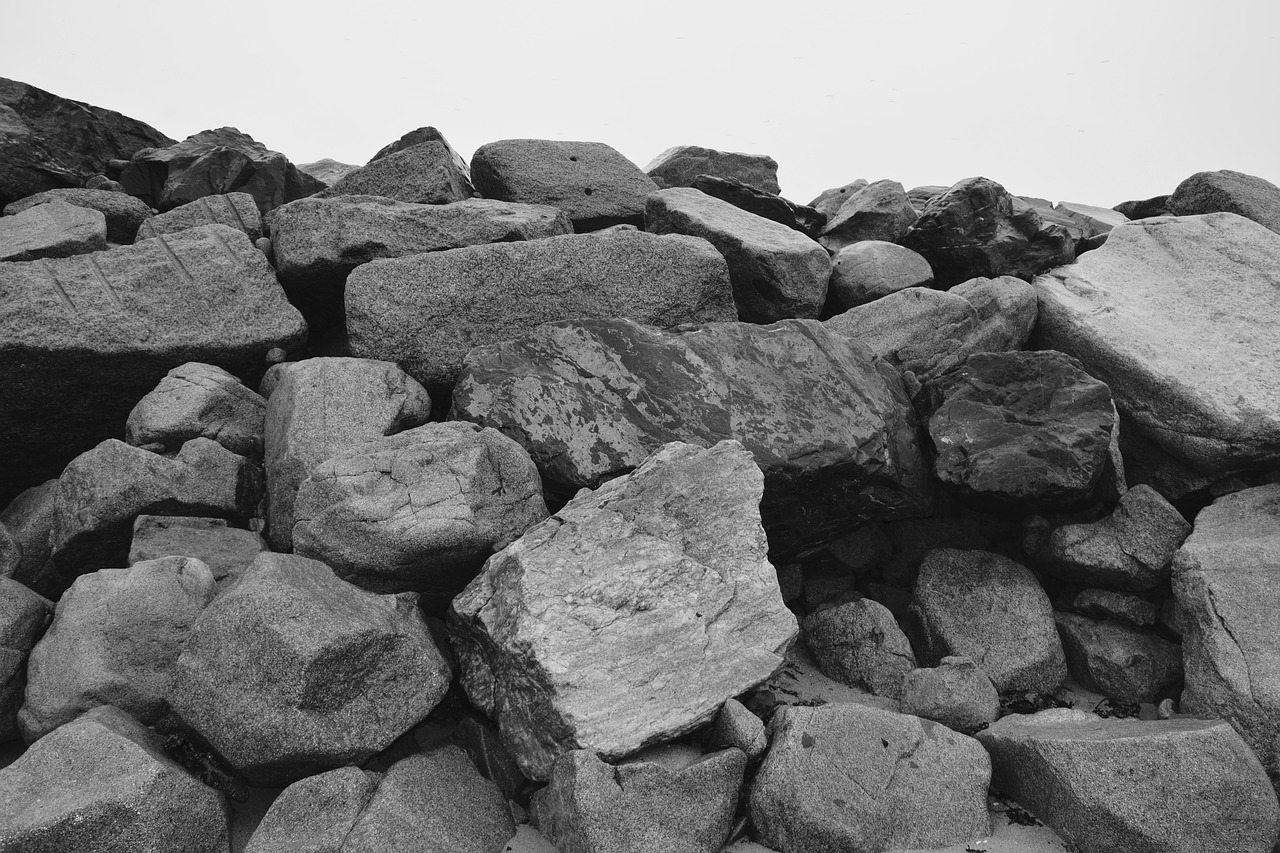 pebbles photo black white coastline free photo