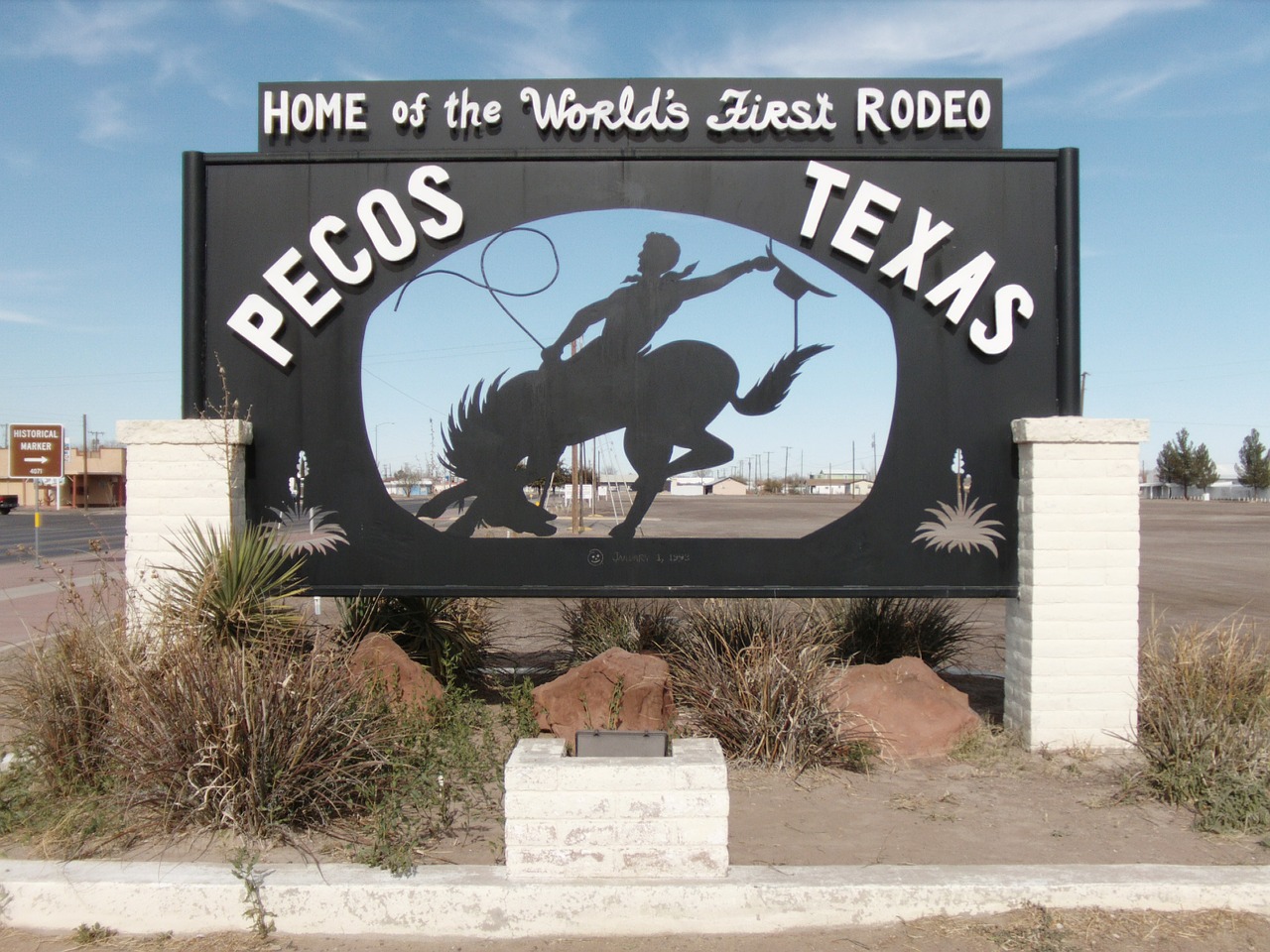 pecos texas world first rodeo metal sign free photo