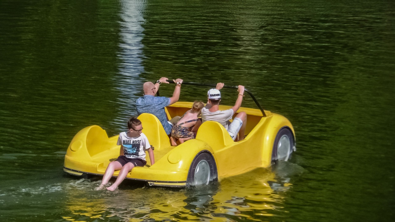 pedal boat yellow fun free photo