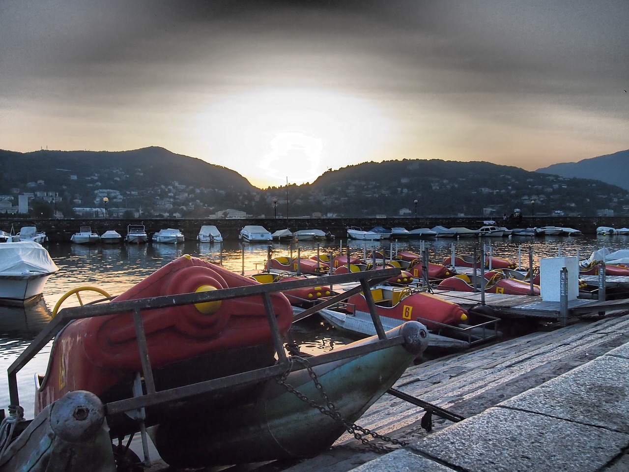 pedal boat sunset italy free photo