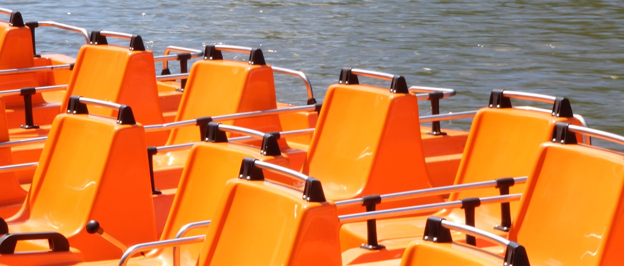 pedal boats orange sit free photo