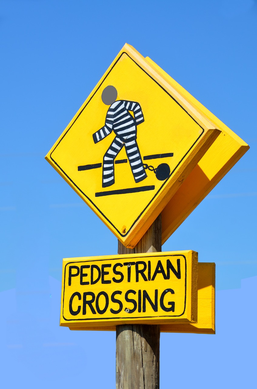 pedestrian crossing sign outdoors symbol free photo