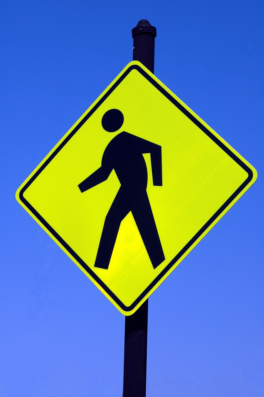 pedestrian sign walking caution free photo
